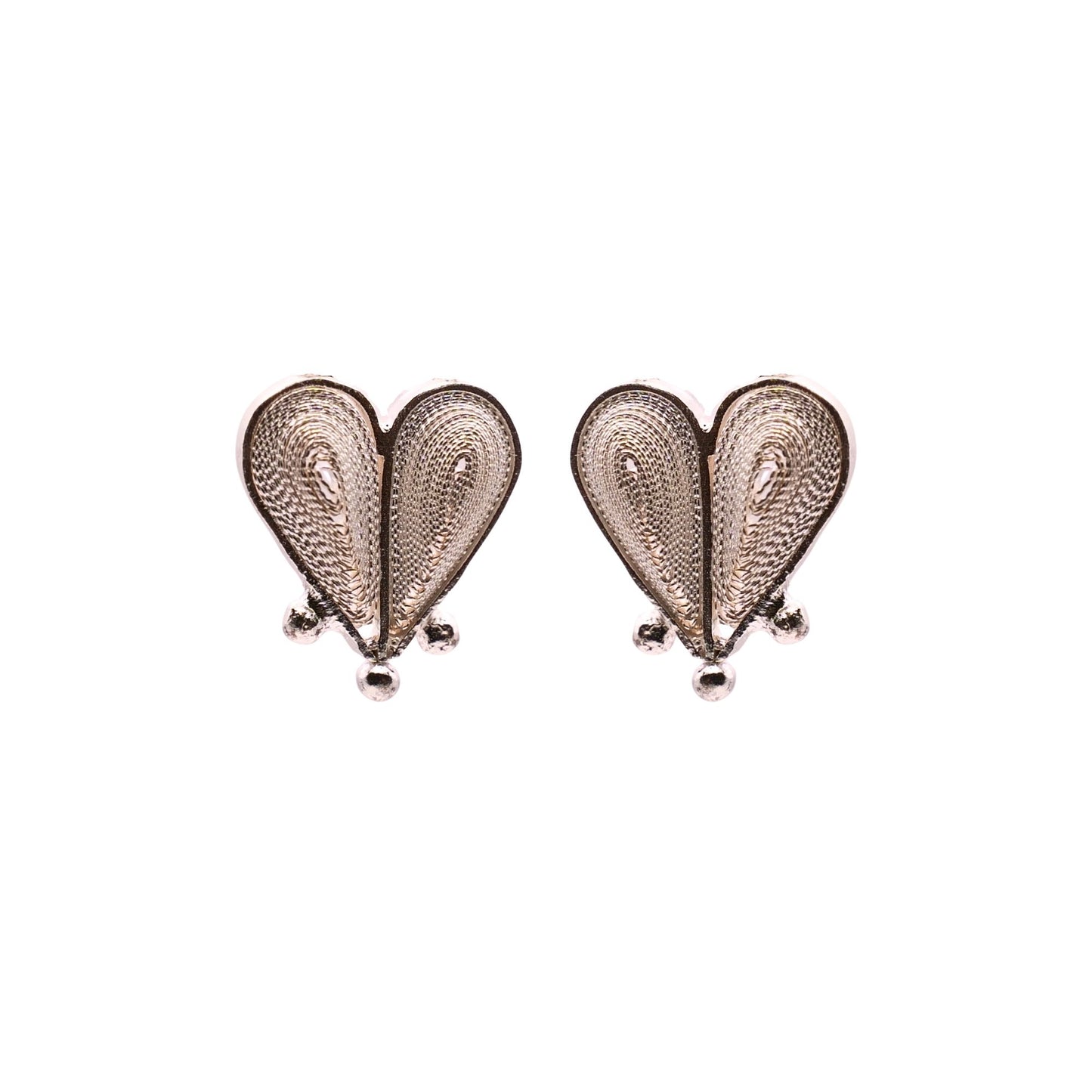 Heart-shaped earrings on a white background