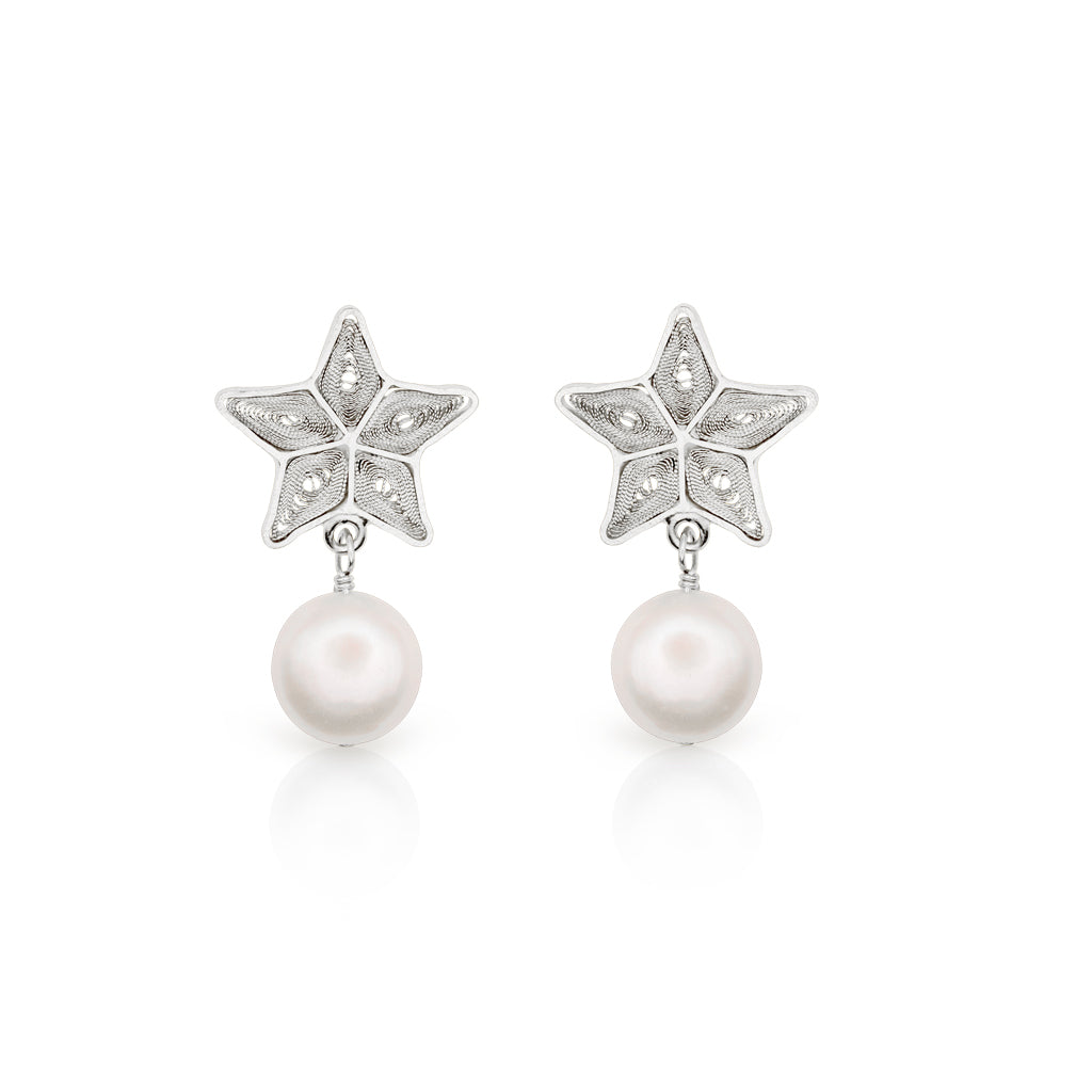 OH Voila Sea Star Studs with pearl studs Silver 