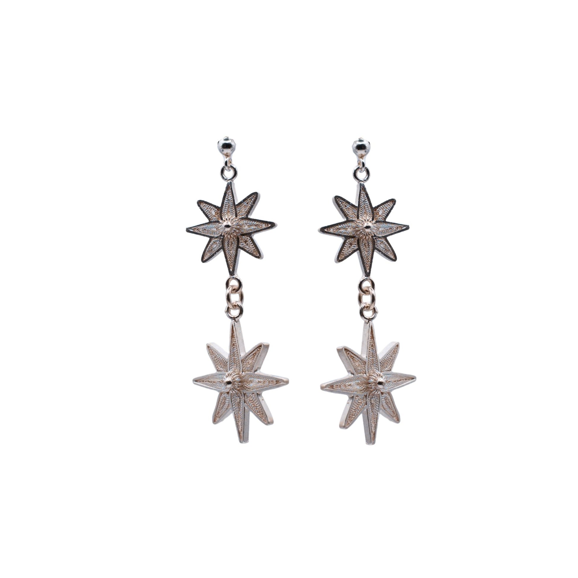 Star-shaped earrings on a white background